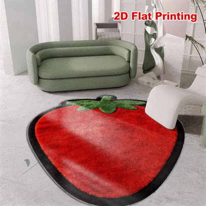 Strawberry Shape Short Pile Mat, Soft Velvet Material, Non-Slip, Spring Use, Bathroom Rug, Entryway Carpet, Home Decor, Bath Mats For Bathroom Non Slip