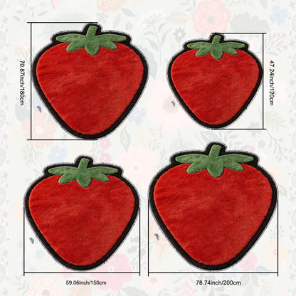 Strawberry Shape Short Pile Mat, Soft Velvet Material, Non-Slip, Spring Use, Bathroom Rug, Entryway Carpet, Home Decor, Bath Mats For Bathroom Non Slip