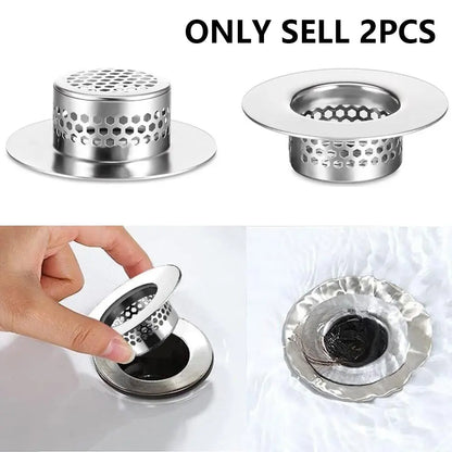 2-Pack Heavy-Duty Bathroom Sink & Bathtub Drain Cover, Anti Clogging Drainage, Stainless Steel, Drain Strainer, Fits 1.25"-1.60" Drain Holes, for Bathroom, Kitchen, Easy Installation & Cleaning, Corrosion-Resistant Drain Protector