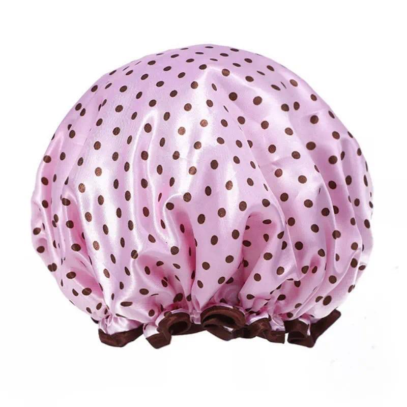 Women’s Double-Layer Waterproof Elastic Shower Cap, Reusable Eco-Friendly Leak-Proof Hair Protection Head Cover, Lightweight Multi-Purpose Accessory for Bathing Skincare Cooking And Daily Hair Care Routines