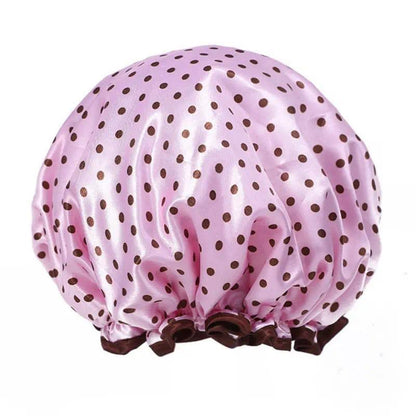 Women’s Double-Layer Waterproof Elastic Shower Cap, Reusable Eco-Friendly Leak-Proof Hair Protection Head Cover, Lightweight Multi-Purpose Accessory for Bathing Skincare Cooking And Daily Hair Care Routines
