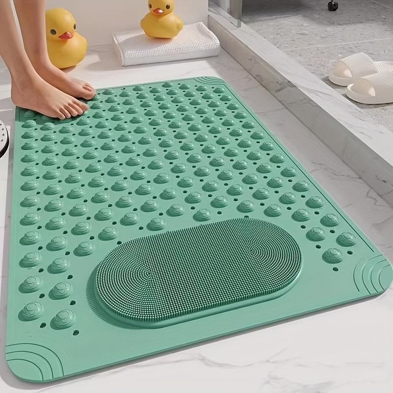 Non-Slip PVC Bath Mat with Massage Buttons - Light Blue & Multi-Color Polka Dot Pattern, Rectangular Shower and Bathroom Safety Mat, 0.9cm Thick, Durable PVC Material, Bath Accessories, Nonslip Bathtub Mat, Shower Floor Mat Non Slip