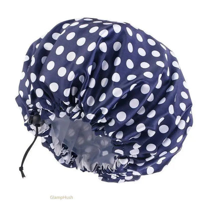Unisex Chic Youth 1-Size Reusable Shower Cap - Double-Layer Waterproof, Elastic Stay-Put, Adjustable Fit with Stylish Print, Travel-Ready Cap for Bathroom Shower, Sports Use