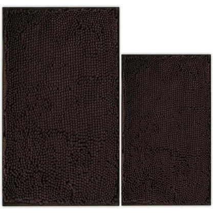 Light Gray Bathroom Mat Set (2-Piece), Synthetic Dense Pile, Super Water Absorbent Quick Dry, Sturdy PVC Base, Non-Slip, Machine Washable, Rectangle for Bathtubs