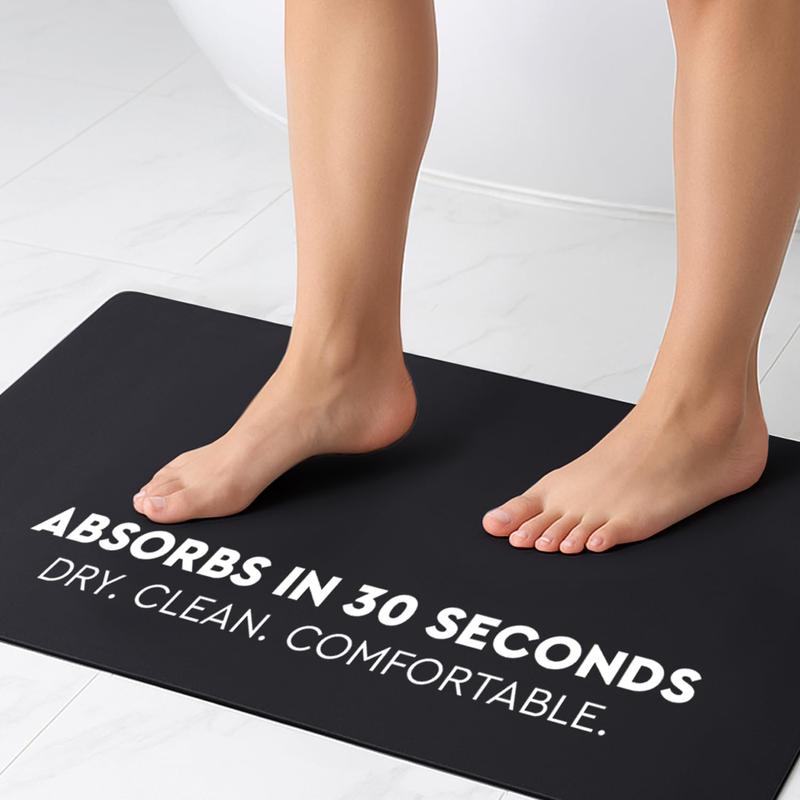 Bath Mat - Super-Absorbent & Quick-Dry Poolside Mat & Outdoor Shower Mat with Non-Slip Rubber Backing, Machine Washable & Odor Resistant - 16x24 in, Black