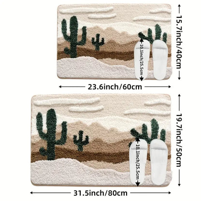 1pc Premium Rectangle Desert Pattern Bathroom Rug - Absorbent, Non-Slip, Comfortable - for Bathroom Floor, Home Decor, Christmas Gift