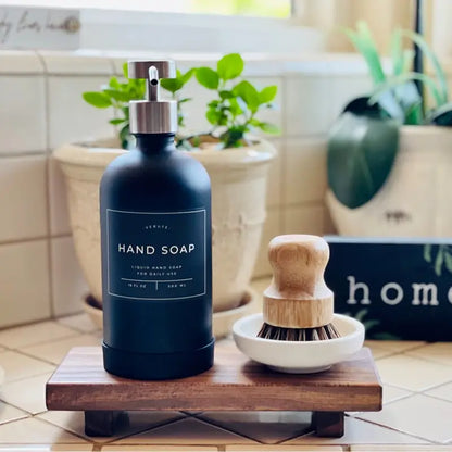 Wood Pedestal Soap Stand, Farmhouse Wood Riser, Soap Dish Holder/Tray Counter Decor for Bathroom Kitchen, Rustic Candle Plant Holder, Display Rectangular Decorative (Antique Walnut)