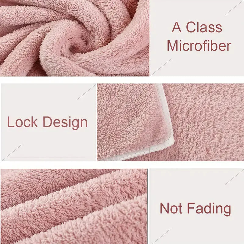 Women's 3pcs Microfiber Hair Drying Towel Cap Set, Super Absorbent Bowknot Quick-Dry Turban, Soft Coral Fleece Showercap, Anti-Frizz Wrap for Curly Long Hair,sohochic
