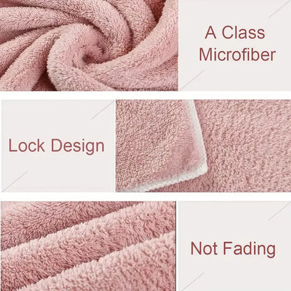 Women's 3pcs Microfiber Hair Drying Towel Cap Set, Super Absorbent Bowknot Quick-Dry Turban, Soft Coral Fleece Showercap, Anti-Frizz Wrap for Curly Long Hair,sohochic