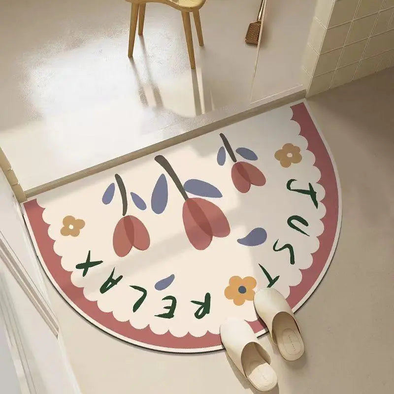 Fluffy Thickened Pad Round Mat - Imitation Cashmere, Anti-Slip, All Seasons Flower World Cactus Flower Car Exterior Decoration Door Mat