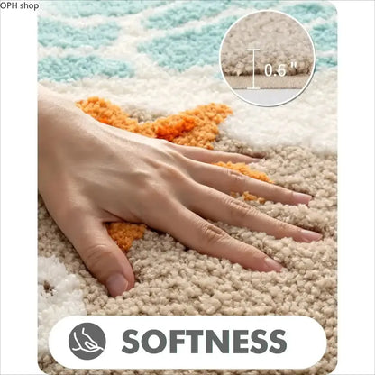 Soft Absorbent Starfish Shell Bathroom Rug - Non-Slip, Quick-Dry, Coastal Touch Decor with Charming Designs for Sea Beach Bathroom, Kitchen, Entryway,sohochic