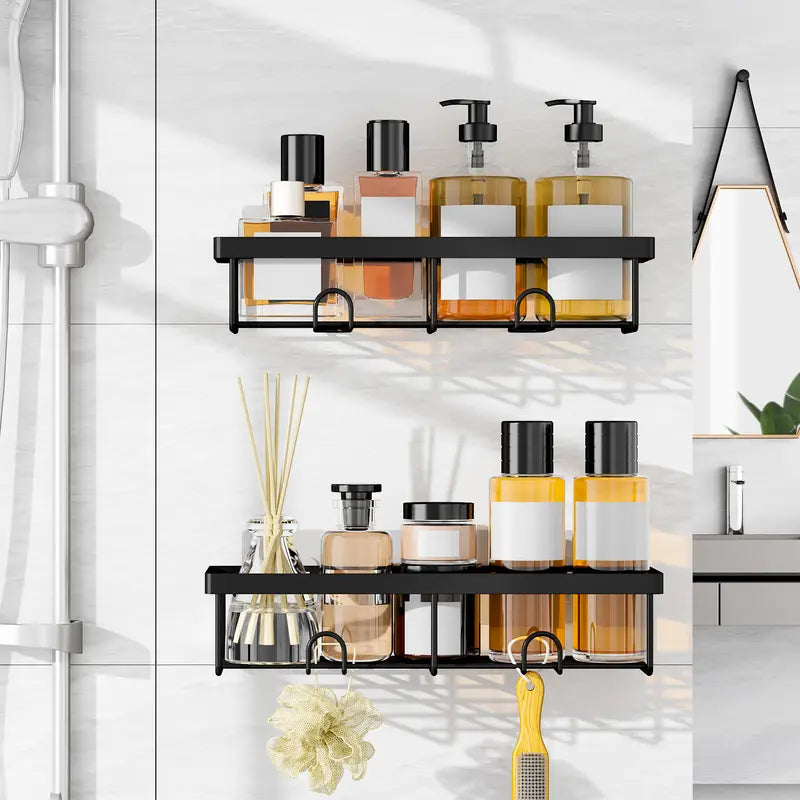 YASONIC 2/5/6 Pack Shower Caddy Shelf Bathroom Organizer Rack No Drilling Multifunctional Self Adhesive Black Shelves Basket for Shampoo Soap Space-Saving Durable Rust-Resistant summerwins