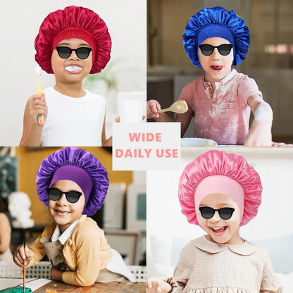 SQ-HDW204 3 PCS Kids Bonnets for Girls,Silk Bonnet for Kid Sleeping,Toddler Bonnet for Boys and Girls Shower Satin