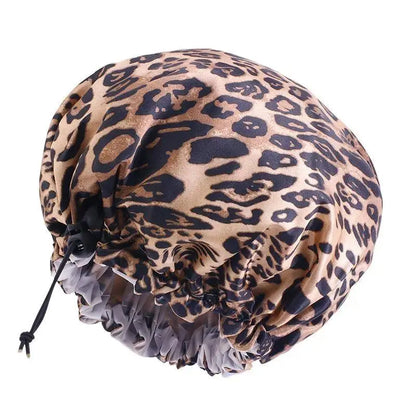 Unisex Chic Youth 1-Size Reusable Shower Cap - Double-Layer Waterproof, Elastic Stay-Put, Adjustable Fit with Stylish Print, Travel-Ready Cap for Bathroom Shower, Sports Use