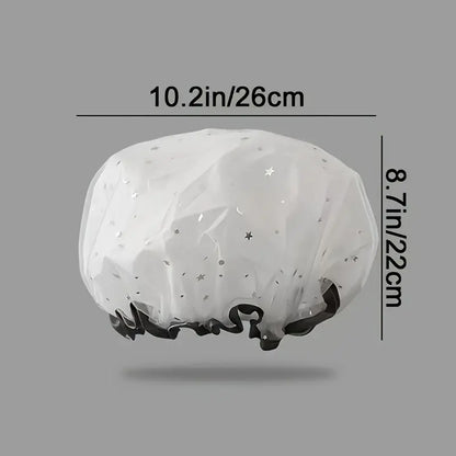1pc Dreamy Star Mesh Double-Layer Waterproof Bath Cap, Kitchen Smokeproof Hat, Protective Headwear for Cooking, Durable & Comfortable Design, Home Goods