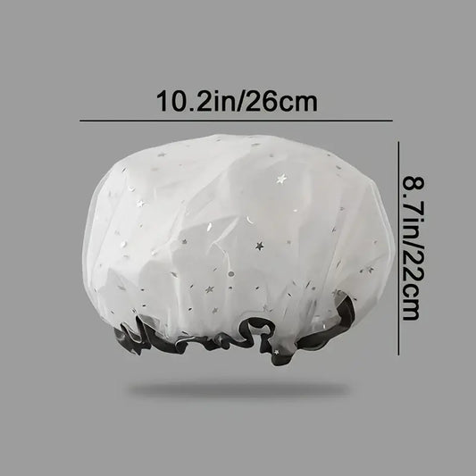 1pc Dreamy Star Mesh Double-Layer Waterproof Bath Cap, Kitchen Smokeproof Hat, Protective Headwear for Cooking, Durable & Comfortable Design, Home Goods
