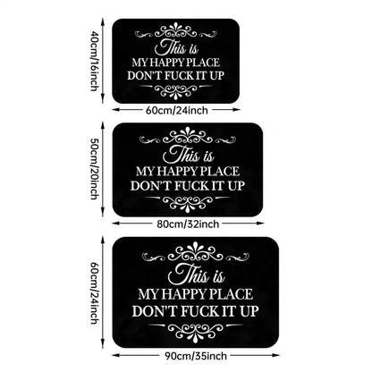 Funny This Is My Happy Place Dont Fck It Up Diatom Mud Bath Mat, Absorbent Bathroom Mats, Super Absorbent Quick Dry Non Slip Floor Rug, Bathroom Entryway Kitchen Carpet, Black Decorative Mat, Gift, Summerwins Decor
