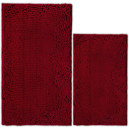 Light Gray Bathroom Mat Set (2-Piece), Synthetic Dense Pile, Super Water Absorbent Quick Dry, Sturdy PVC Base, Non-Slip, Machine Washable, Rectangle for Bathtubs