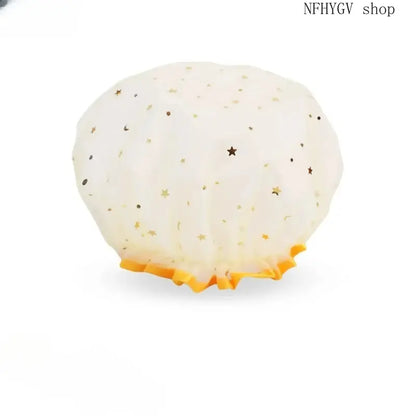 Women’s Double-Layer Waterproof Elastic Shower Cap, Reusable Eco-Friendly Leak-Proof Hair Protection Head Cover, Lightweight Multi-Purpose Accessory for Bathing Skincare Cooking And Daily Hair Care Routines