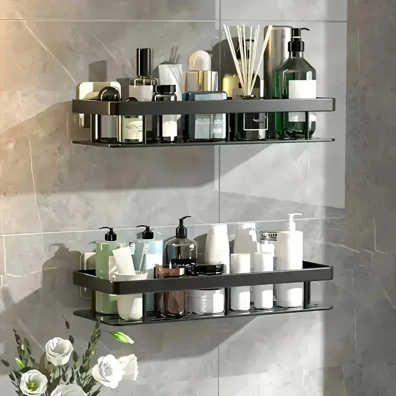 No-Drill Bathroom Shelves, Space-Saving Shower Organizer, Bathroom Organizers for Shampoo, Cosmetics and Soap, Easy-to-Install Durable Bathroom Accessories Caddy Utility Shelf