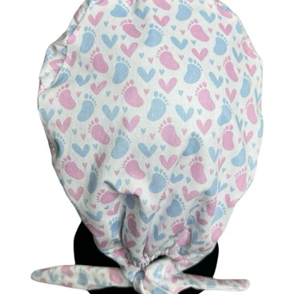Satin Lined Scrub Cap- Footprints of Love