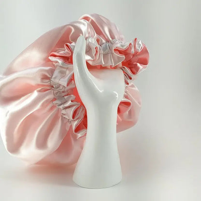 Reversible Silky Satin Hair Bonnet for Adults Kids & Newborns Adjustable Sleep Night Cap for Curly Hair Protection Perfect Gift
