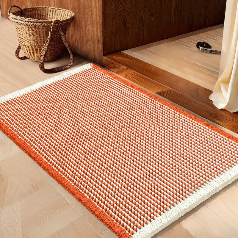 IM HOME Waffle Bath Mat Rugs 1/2/3 Piece, Boho Woven Modern Carpet, Absorbent Bathroom Rugs, Soft Washable Bath Rugs with Tassels for Bathroom, Bedroom, Kitchen, Shower, Tub,Halloween