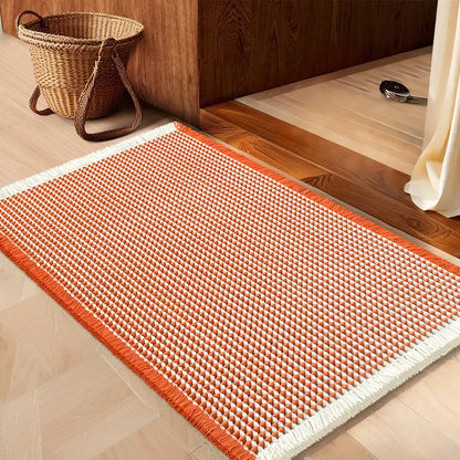 IM HOME Waffle Bath Mat Rugs 1/2/3 Piece, Boho Woven Modern Carpet, Absorbent Bathroom Rugs, Soft Washable Bath Rugs with Tassels for Bathroom, Bedroom, Kitchen, Shower, Tub,Halloween