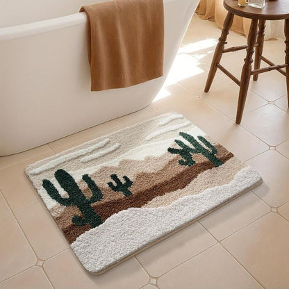 1pc Premium Rectangle Desert Pattern Bathroom Rug - Absorbent, Non-Slip, Comfortable - for Bathroom Floor, Home Decor, Christmas Gift