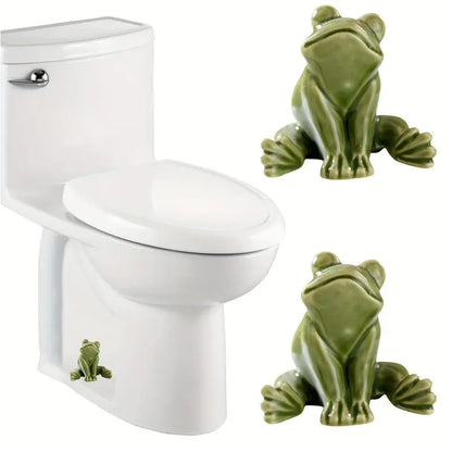 1/2 Fun Frog Toilet Seat Buckle - Cute Bathroom Decoration, Bathroom Accessory, Easy to Install, Compatible with Standard Toilet Seat Slots, Durable Ceramic Material, Suitable for Home, Apartment, Bathroom Fun Warm House Gift