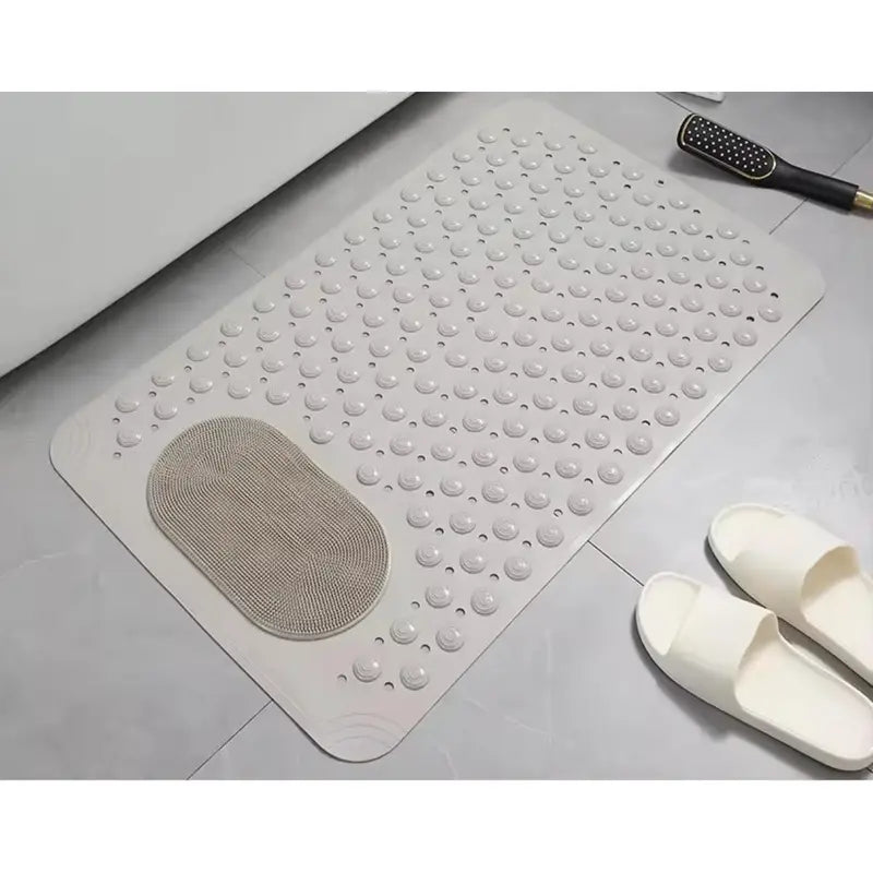 Super Suction Cup PVC Plastic Bath Mat - Non-Skid, Slip-Resistant, Waterproof, Drain Hole, Tactile Massage Texture, Elderly Safety (Home & Bathroom Supplies, Plastic, Textured Bath Mats), Plastic Bath Mats