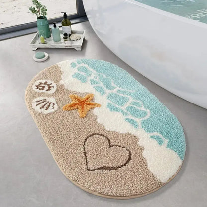 Soft Absorbent Starfish Shell Bathroom Rug - Non-Slip, Quick-Dry, Coastal Touch Decor with Charming Designs for Sea Beach Bathroom, Kitchen, Entryway,sohochic