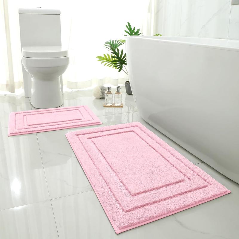 Gray Tufted 2-Piece Rectangle Bath Mat Set - Ultra-Soft Microfiber Rugs for Bathroom Floor, Slip-Safe, Water-Absorbent, Machine Washable (20"x32" + 16"x24") for Indoor Use