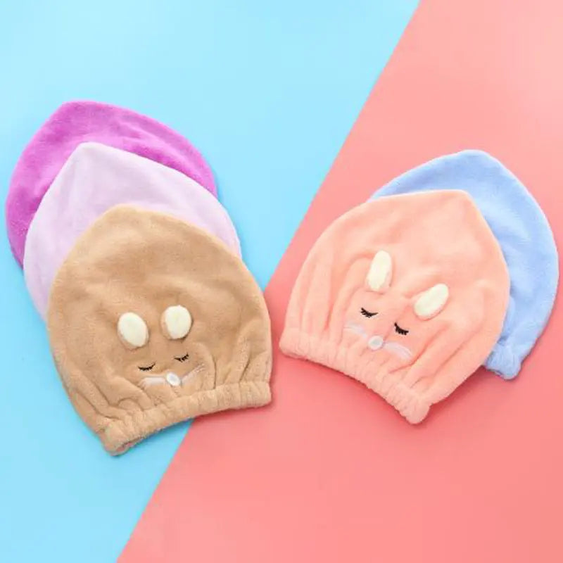 Cartoon Peach Heart Home Daily Hair Towel Absorbent Soft Breathable Hair Drying Cap