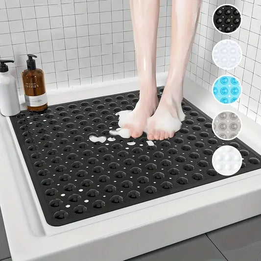 1pc Square Anti-Slip Shower Mat 21*21inch / 53*53cm PVC Shower Pad, Nonslip Shower Mat, Bathtub Massage Safety Mat, Fast Drainage Quick Dry Easy Clean, Suitable for Bathroom Kitchen Doorway, Bathroom Floor Mat