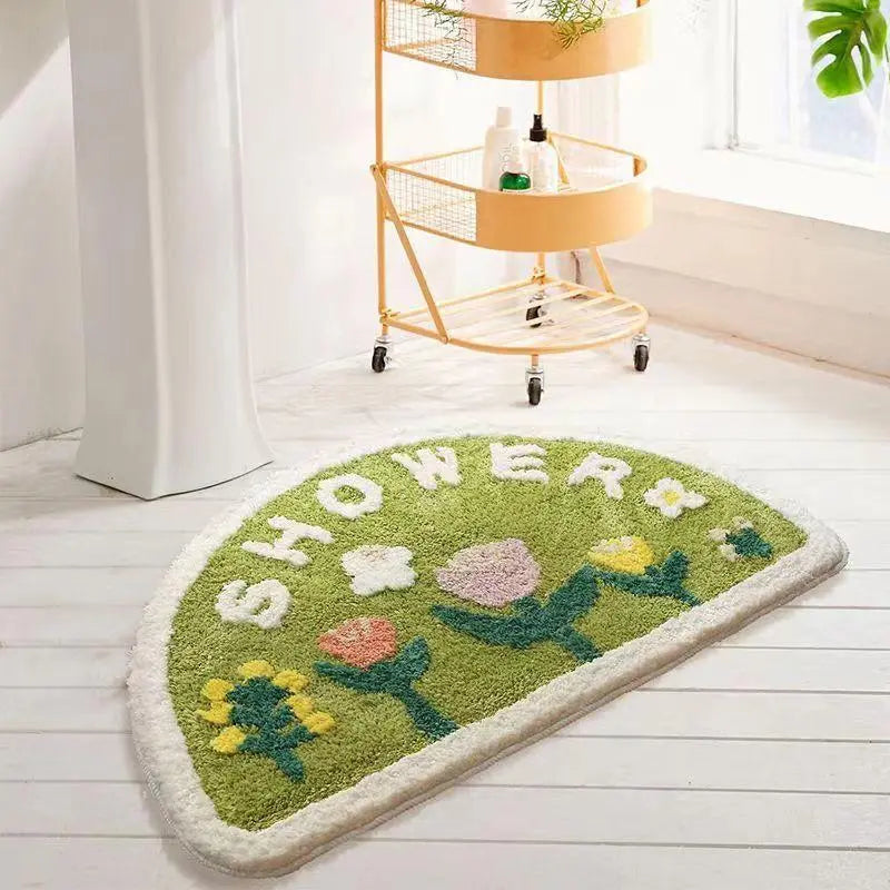 Fluffy Thickened Pad Round Mat - Imitation Cashmere, Anti-Slip, All Seasons Flower World Cactus Flower Car Exterior Decoration Door Mat