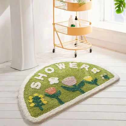 Fluffy Thickened Pad Round Mat - Imitation Cashmere, Anti-Slip, All Seasons Flower World Cactus Flower Car Exterior Decoration Door Mat