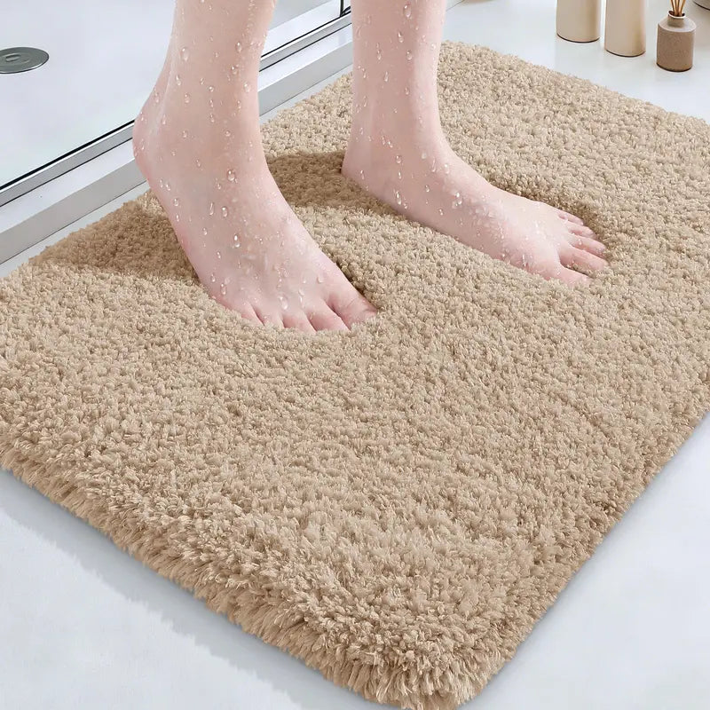 ACCUMTEK Microfiber Thick Bathroom Carpet Rugs 1/3 Piece, Flurry Non Slip Bath Rug, Ultra Soft Plush Absorbent Bathroom Mat, Machine Washable Luxury Toilet Rug Set for Tub, Shower and Bathroom