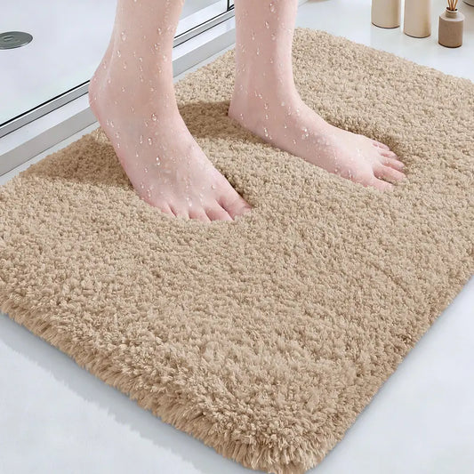 ACCUMTEK Microfiber Thick Bathroom Carpet Rugs 1/3 Piece, Flurry Non Slip Bath Rug, Ultra Soft Plush Absorbent Bathroom Mat, Machine Washable Luxury Toilet Rug Set for Tub, Shower and Bathroom