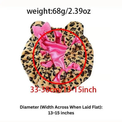 Super Absorbent Quick Dry Hair Cap, Face Wash Spa Leopard Print Cat Ear Headband, Quick Dry Hair Cap Soft Sleep Hat, Bowknot Hair Band for Makeup Skincare Multi-Function Headband Sleep Hat for Bath Spa