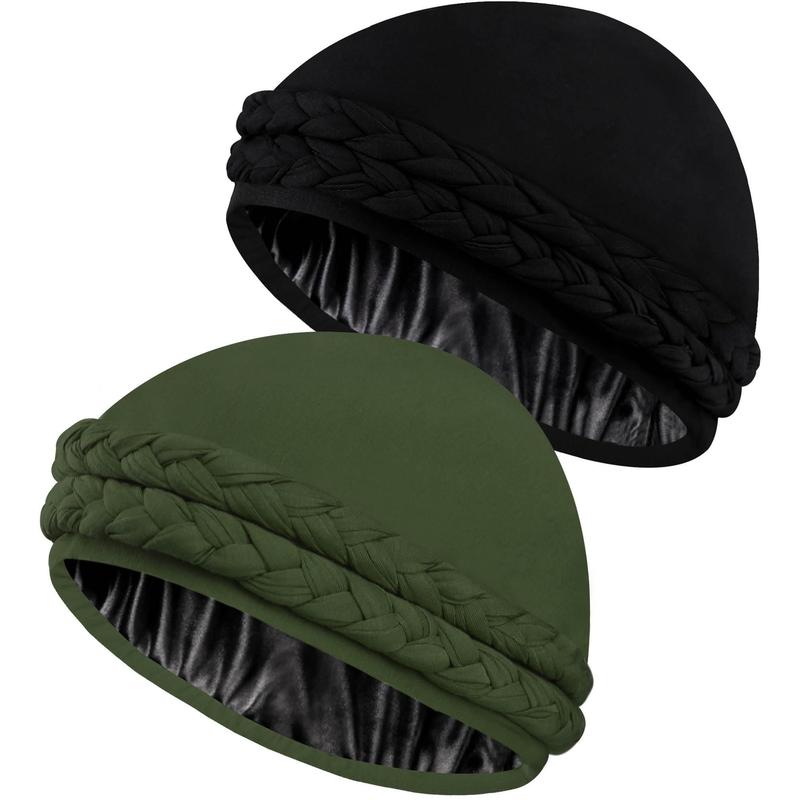 Silk Satin Lined Halo Turban - Vintage Twist Head Wraps for Men & Women, Stylish Durag & Sleeping Bonnets - Pre-Tied Satin Turban & Skull Cap