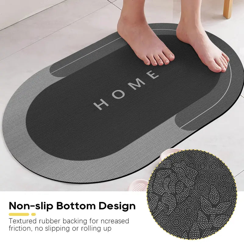 Soft Oval Microfiber Velvet Bath Mat 15.7x23.6 Inch, Super Absorbent, Fast Drying, Scratch Resistant, Non-Slip Rubber Backing, Washable Mildew-Proof Floor Mat for Home Bathroom Shower