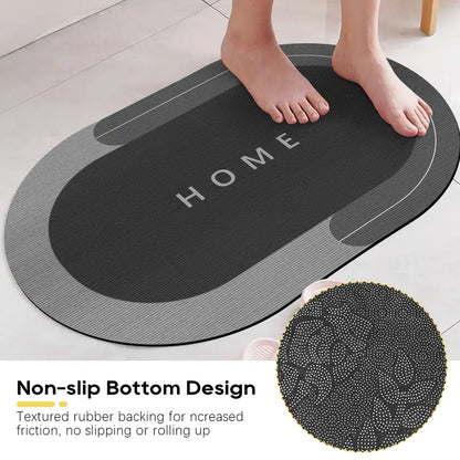 Soft Oval Microfiber Velvet Bath Mat 15.7x23.6 Inch, Super Absorbent, Fast Drying, Scratch Resistant, Non-Slip Rubber Backing, Washable Mildew-Proof Floor Mat for Home Bathroom Shower