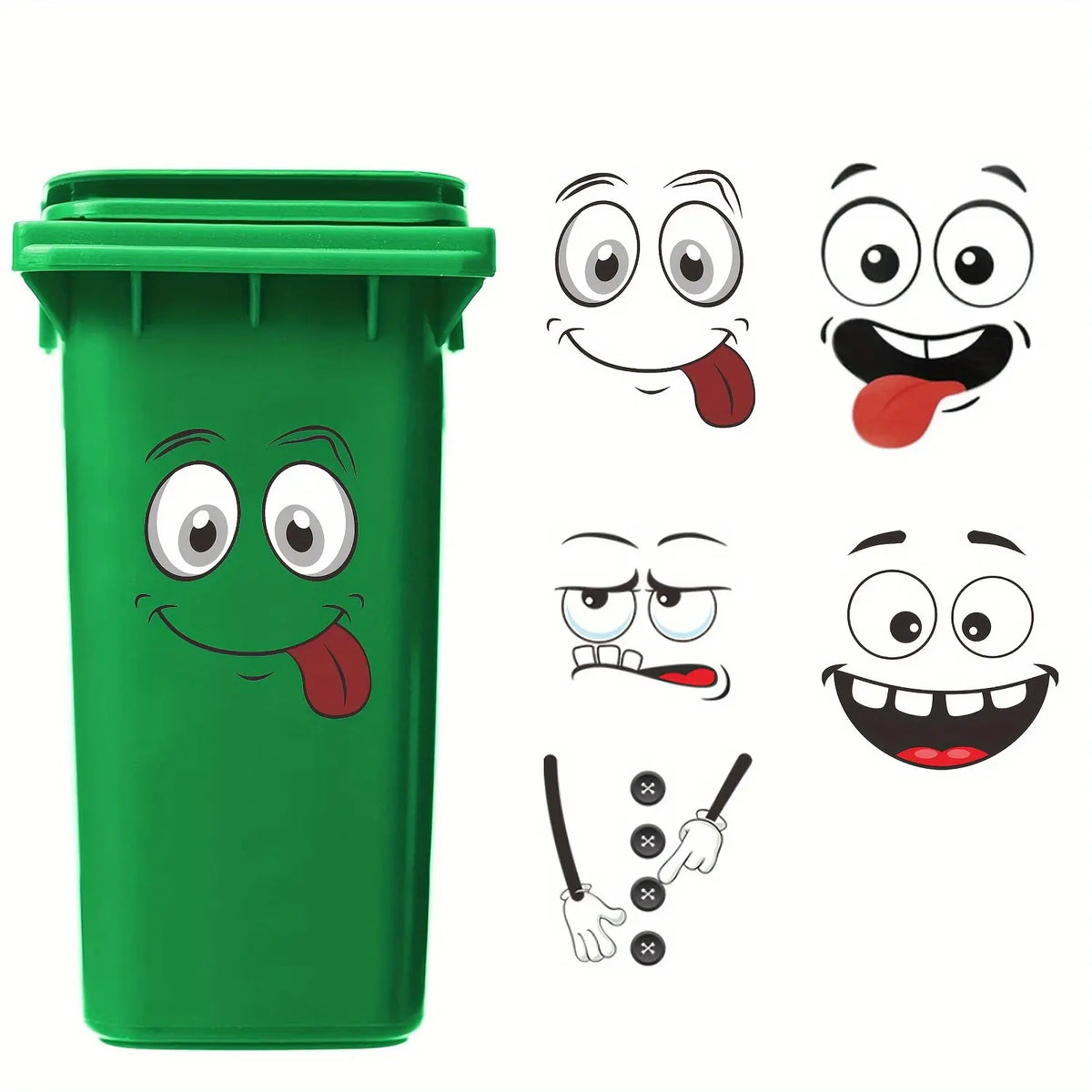 4pcs cartoon face sticker, self-adhesive, plastic surface compatible, one-time use, suitable for, toilet, refrigerator, bright face, decoration, cartoon joyful face toilet lid decoration, Bathroom Decor Supplies, Bathroom Decorations
