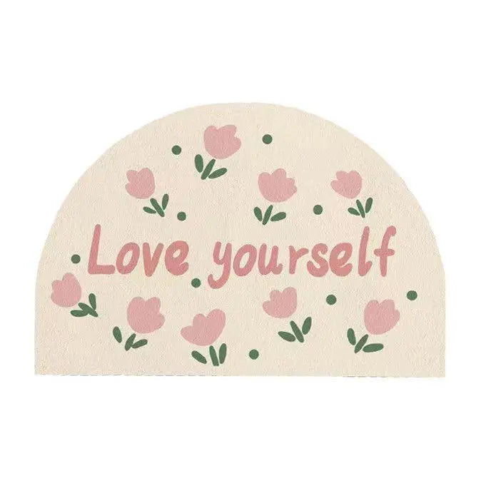 Fluffy Thickened Pad Round Mat - Imitation Cashmere, Anti-Slip, All Seasons Flower World Cactus Flower Car Exterior Decoration Door Mat