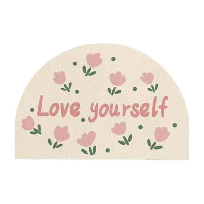 Fluffy Thickened Pad Round Mat - Imitation Cashmere, Anti-Slip, All Seasons Flower World Cactus Flower Car Exterior Decoration Door Mat