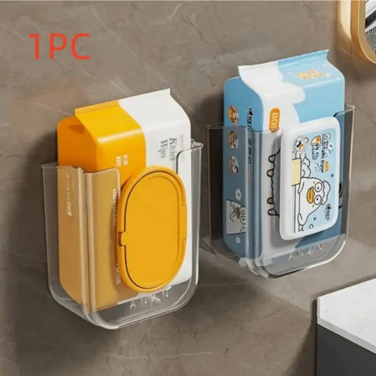 Wall-Mounted Wet Wipes Storage Box, 1 Count Punch-Free Tissue Storage Box, Multifunctional Storage Box for Bathroom, Home Organizer, Tissue Holder, Bathroom Necessities, Bathroom Accessory