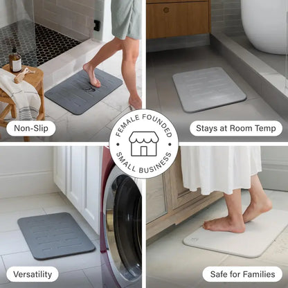 Minimalist Diatomite Stone Bath Mat Set - Rectangle, Lightweight, Absorbent, Fast Drying, Quick-Dry, Nonslip Base Modern Rain Slate Rugs for Bathroom, Elderly Use, Bath Decor, Sink Sides, Bath Rugs For Bathroom
