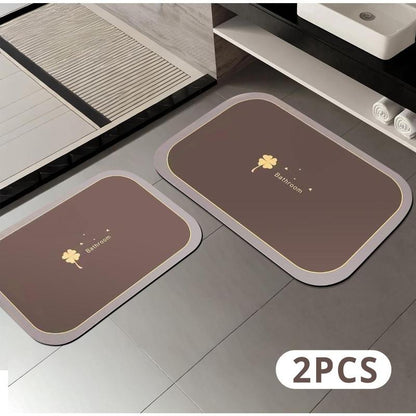 2PC Super Absorbent Bathroom Floor Mat Thickened Bathroom Absorbent Quick-drying Slip-Resistant Suitable Use in Shower Areas