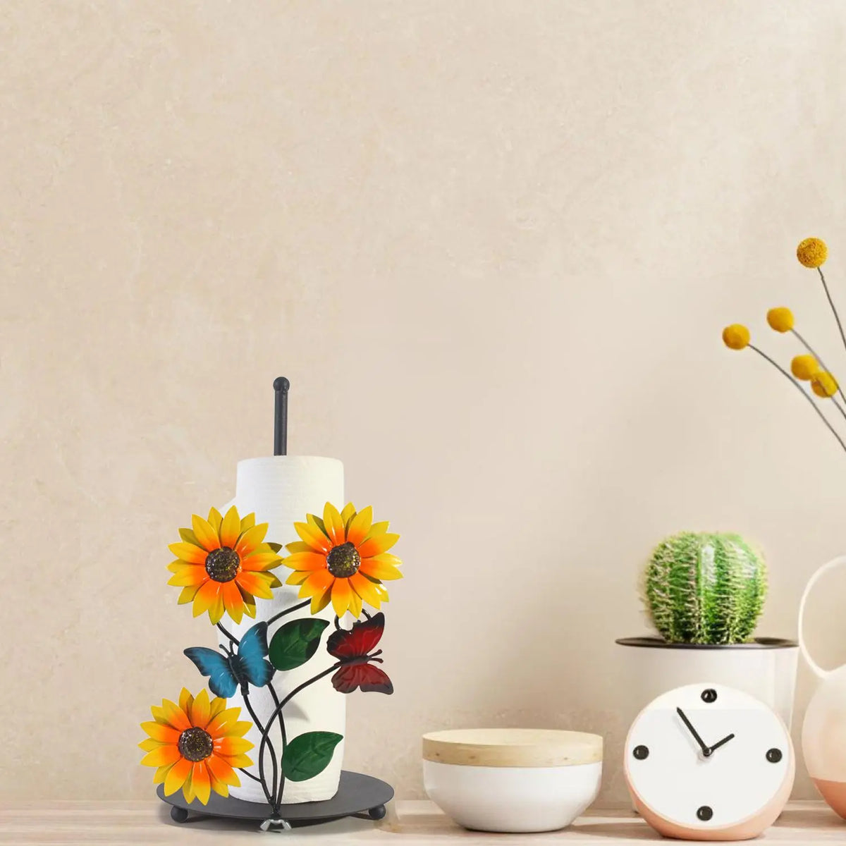 Sunflower Design Bathroom Tissue Holder, 1 Box Metal Tissue Roll Holder, Bathroom Tissue Storage Rack, Home Decor Supplies for Kitchen Bathroom, Organiser, Toilet Paper Holder, Bathroom Organizers, Bathroom Accessories
